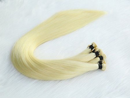 Hand Tied Weft Hair Extension Remy Platinum Blonde India Hair Vendors 20inch #60