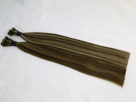 New One Donor 100% Human Skin Thin Handtied Weft Hair 20inch #P4/8,#P4/18