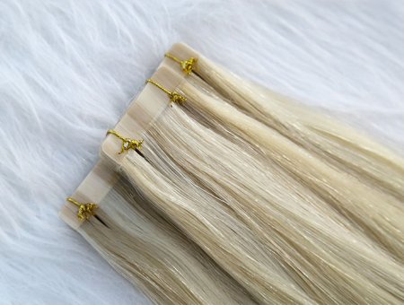 Raw One Donor Virgin Hair Extensions Single Donor Cuticle Aligned Hair Stick Tape  22inch #P27/613