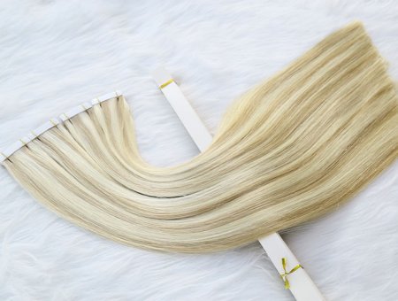 Tangling Free Balayage  Mini Tape In Real Human Hair Extensions  Double Drawn  For Salons 22inch #P18/60