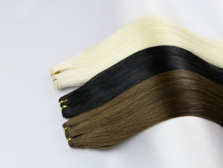 Hand Tied Weft Hair Extension Natural Remy #1,#4,#1001