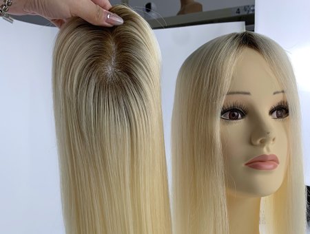 Stock Color #T3/60 Cuticle Aligned Remy Hair Mono Topper 5*5 For Women 